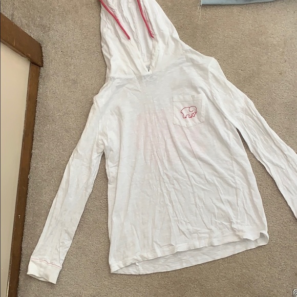 ivory ella long sleeve tee with hoodie. - Picture 1 of 2